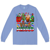 Colony Blue Viva Mexico Coffee Cups With Cactus And Tequila Long Sleeve Tee - FaDigitalArtStudio