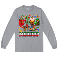 Heather Grey Viva Mexico Coffee Cups With Cactus And Tequila Long Sleeve Tee - FaDigitalArtStudio