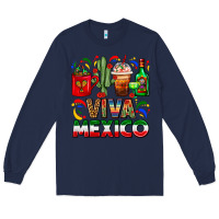 Navy Viva Mexico Coffee Cups With Cactus And Tequila Long Sleeve Tee - FaDigitalArtStudio