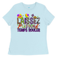 Baby Blue Loissez les bon temps rouler with balloon Ladies Tee - HowdyJamesFarm