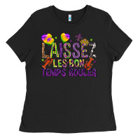 Black Loissez les bon temps rouler with balloon Ladies Tee - HowdyJamesFarm