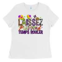 White Loissez les bon temps rouler with balloon Ladies Tee - HowdyJamesFarm