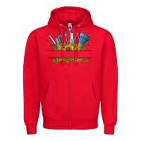 Red customize nail tools with sunflower Zipper Hoodie - BarkalooDesign