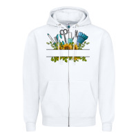 White customize nail tools with sunflower Zipper Hoodie - BarkalooDesign
