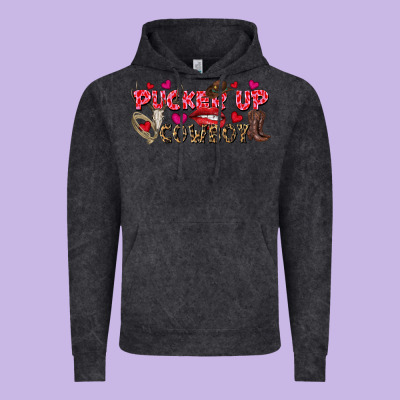 Pucker Up Cowboy Valentine's Day Vintage Hoodie Designed By Fadigitalartstudio
