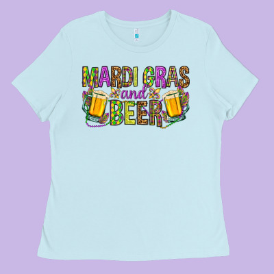 Mardi Gras And Beer Ladies Tee Designed By Howdyjamesfarm