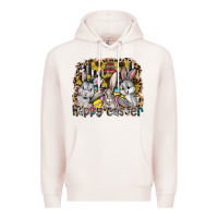 Pale Pink Happy Easter Premium Hoodie - CowhideDigitalArt