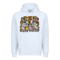 White Happy Easter Premium Hoodie - CowhideDigitalArt