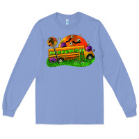 Colony Blue Halloween School Bus Long Sleeve Tee - FaDigitalArtStudio