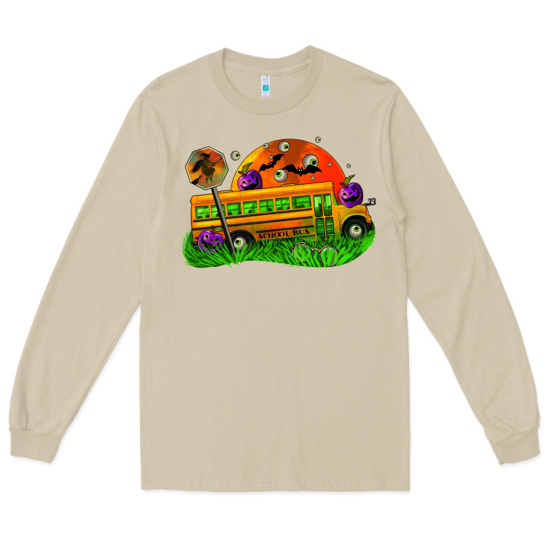 Halloween School Bus Long Sleeve Tee by FaDigitalArtStudio | Teevron