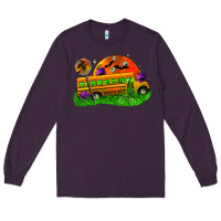 Plum Halloween School Bus Long Sleeve Tee - FaDigitalArtStudio