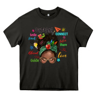 Asphalt afro messy bun teach inspire love teacher blessed Heavy Core Tee - NancyCooperArtShop