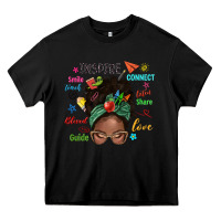 Black afro messy bun teach inspire love teacher blessed Heavy Core Tee - NancyCooperArtShop