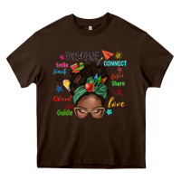 Chocolate Brown afro messy bun teach inspire love teacher blessed Heavy Core Tee - NancyCooperArtShop