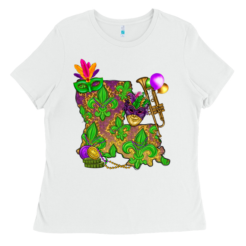 Louisiana Map Mardi Gras Ladies Tee by HowdyJamesFarm | Teevron