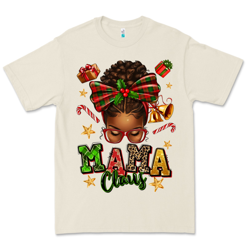 Mama Claus Afro Messy Bun Premium Tee by texasbilliewilder | Teevron