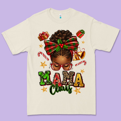 Mama Claus Afro Messy Bun Premium Tee Designed By Texasbilliewilder