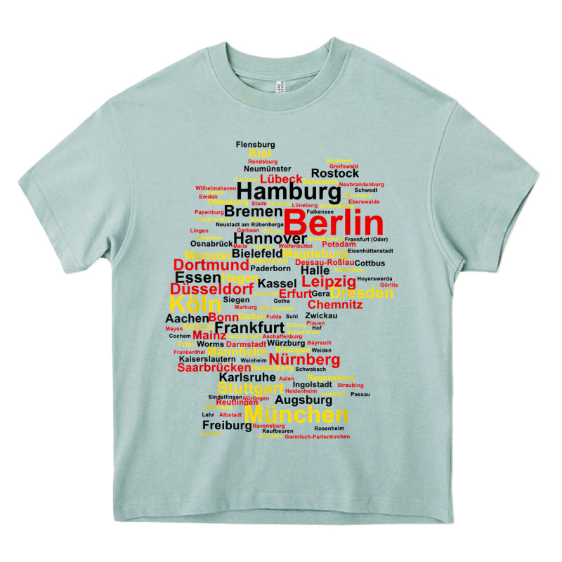 Germany Map Silhouette Towns Cities Flag Berlin Travel T Shirt Heavy Core Tee by maiPhamDesign | Teevron