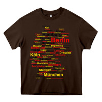 Chocolate Brown germany map silhouette towns cities flag berlin travel t shirt Heavy Core Tee - maiPhamDesign