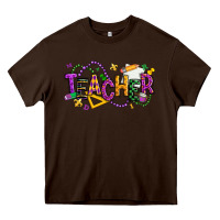 Chocolate Brown mardi gras teacher Heavy Core Tee - texasbilliewilder