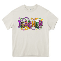 Cream mardi gras teacher Heavy Core Tee - texasbilliewilder