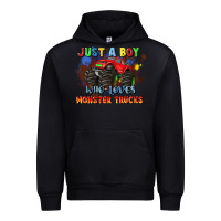 Black just a boy who loves monster trucks Urban Hoodie - JahusDesignShop