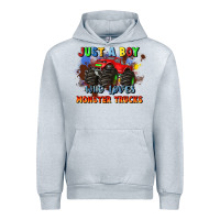 Heather Grey just a boy who loves monster trucks Urban Hoodie - JahusDesignShop