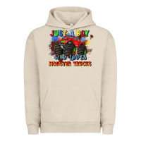 Pigment French Oak just a boy who loves monster trucks Urban Hoodie - JahusDesignShop