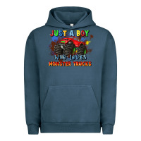 Pigment Midnight Navy just a boy who loves monster trucks Urban Hoodie - JahusDesignShop