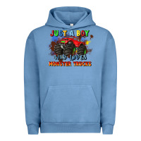 Pigment Pebble Blue just a boy who loves monster trucks Urban Hoodie - JahusDesignShop