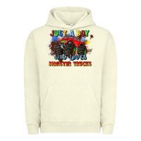Pigment Pistachio just a boy who loves monster trucks Urban Hoodie - JahusDesignShop