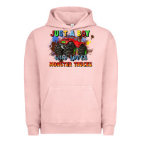 Pigment Salmon just a boy who loves monster trucks Urban Hoodie - JahusDesignShop