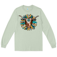 Matcha texas longhorn sunflower background Long Sleeve Tee - RanaPortraitStore