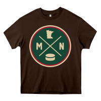 Chocolate Brown Classic Minnesota Hockey MN Outline Pullover Hoodie Heavy Core Tee - maiPhamDesign