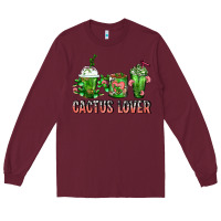 Burgundy Cactus Lover Cactus Coffee Cups Long Sleeve Tee - FaDigitalArtStudio
