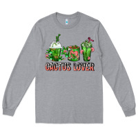Heather Grey Cactus Lover Cactus Coffee Cups Long Sleeve Tee - FaDigitalArtStudio