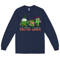 Navy Cactus Lover Cactus Coffee Cups Long Sleeve Tee - FaDigitalArtStudio