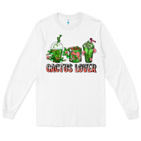 White Cactus Lover Cactus Coffee Cups Long Sleeve Tee - FaDigitalArtStudio
