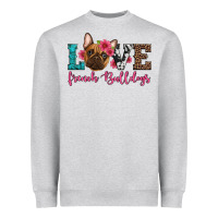 Heather Grey love french bulldogs Heavyweight Sweatshirt - Artiststas