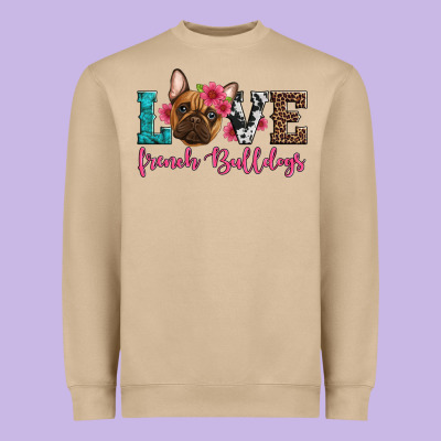 Love French Bulldogs Heavyweight Sweatshirt Designed By Artiststas