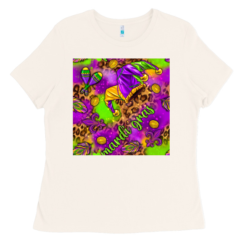 Mardi Gras And Jester Hat Seamless Pattern Ladies Tee by HowdyJamesFarm | Teevron