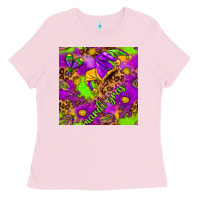 Bubblegum Pink Mardi Gras and jester hat seamless pattern Ladies Tee - HowdyJamesFarm