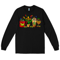 Black Mexico Coffee Cups With Cactus Sombrero And Maraca Long Sleeve Tee - FaDigitalArtStudio
