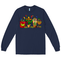 Navy Mexico Coffee Cups With Cactus Sombrero And Maraca Long Sleeve Tee - FaDigitalArtStudio