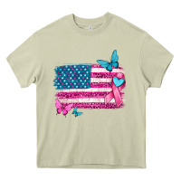 Mossy american flag breast cancer with ribbon Heavy Core Tee - texasbilliewilder