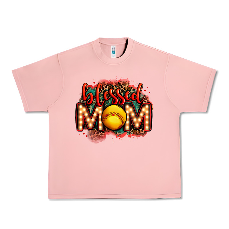 Blessed Softball Mom Lightbulb Letters Urban Heavy Tee by OliviaCreatesArt | Teevron