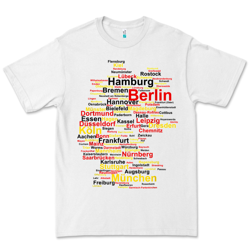 Germany Map Silhouette Towns Cities Flag Berlin Travel T Shirt Premium Tee by maiPhamDesign | Teevron