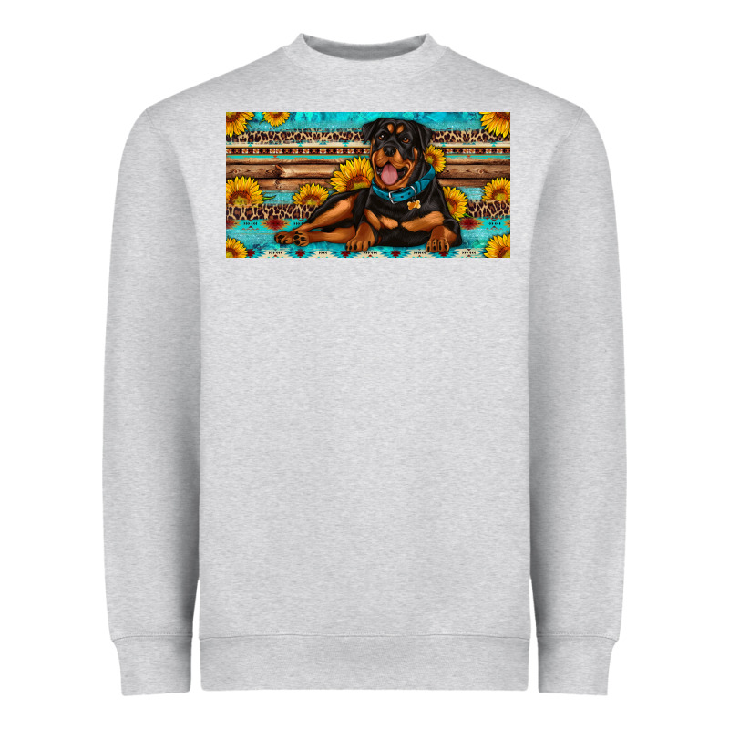 Rottweiler With Sunflowers License Plate Heavyweight Sweatshirt by Artiststas | Teevron