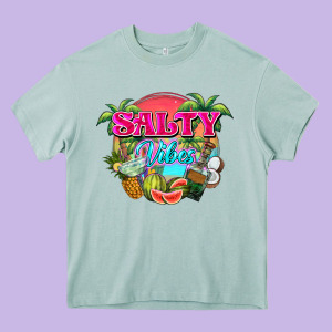 Salty Vibes Summer Heavy Core Tee Designed By Nancycooperartshop