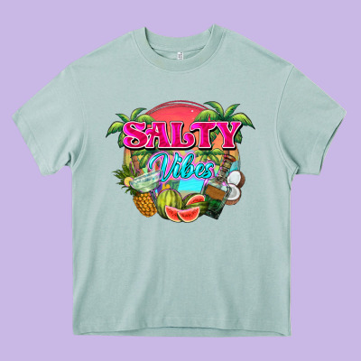 Salty Vibes Summer Heavy Core Tee Designed By Nancycooperartshop